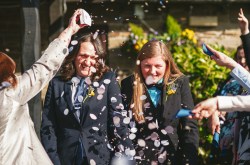 confetti shot of couple just married. Photo taken by colin perkins photography in south yorkshire