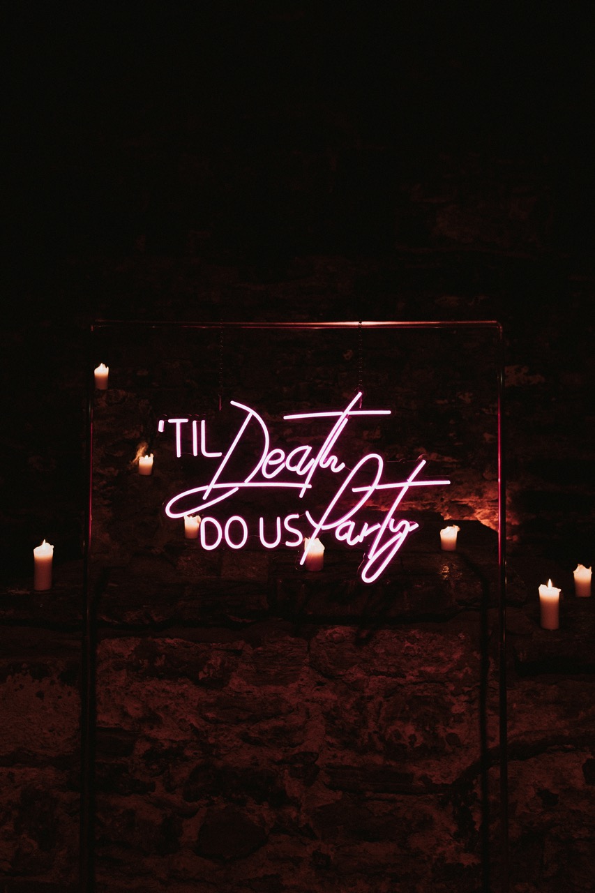 'til death do us party' neon sign - unique wedding neon sign