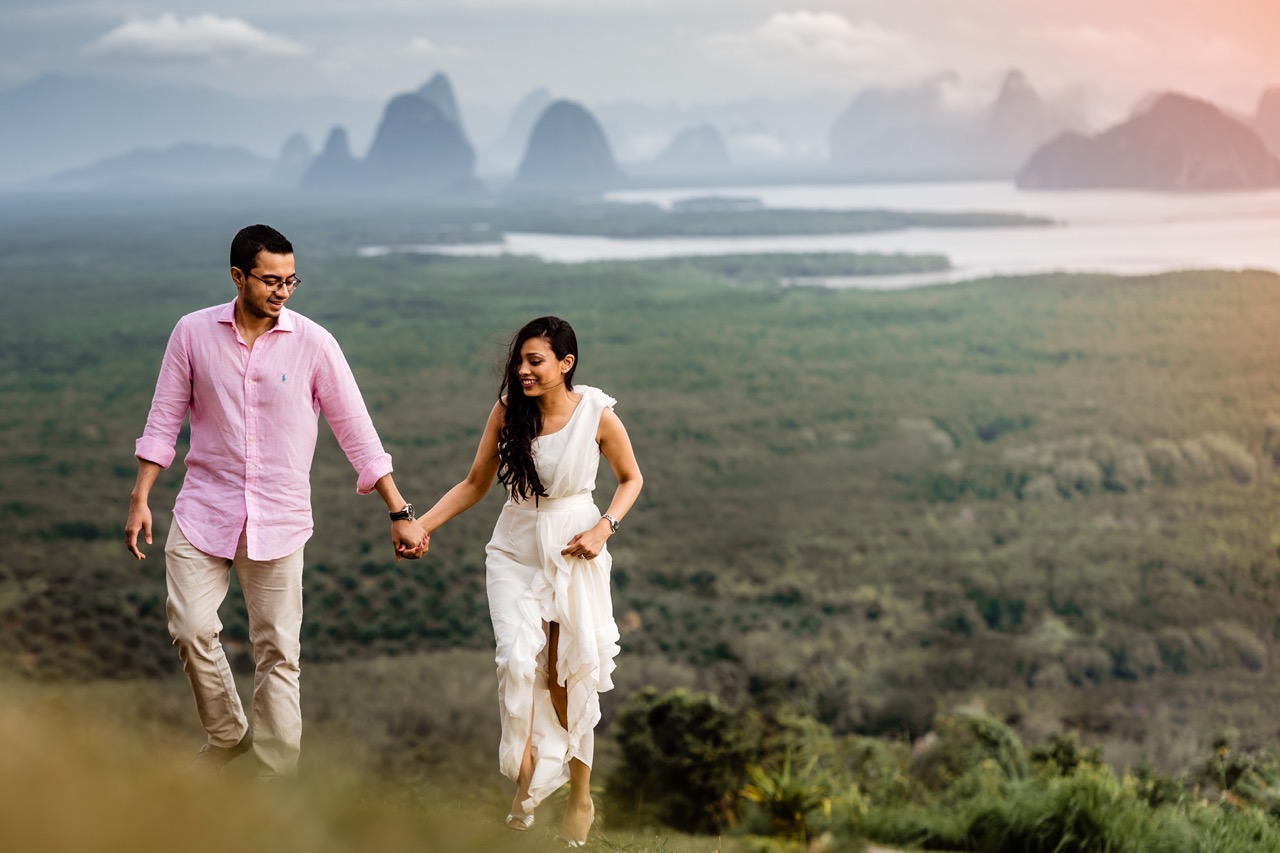 thailand destination wedding photography - bride and groom walking together