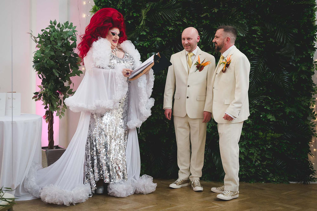 surprise wedding ceremony with a drag queen celebrant