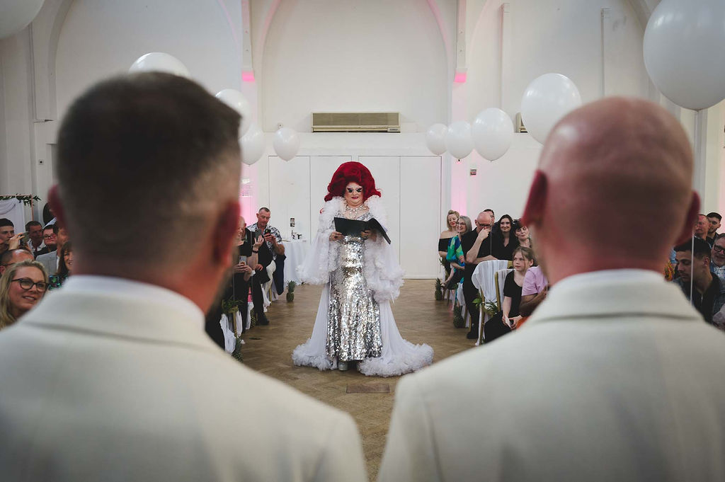 surprise wedding ceremony with a drag queen celebrant