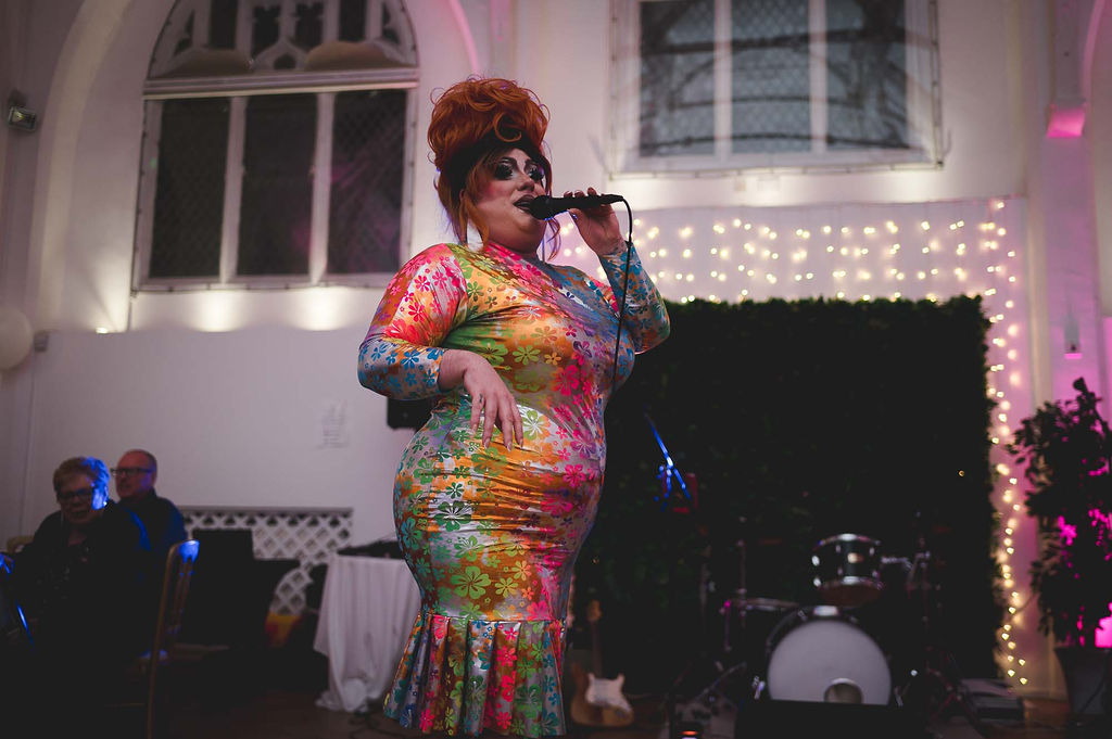 drag queen performing at a wedding - unique wedding entertainment