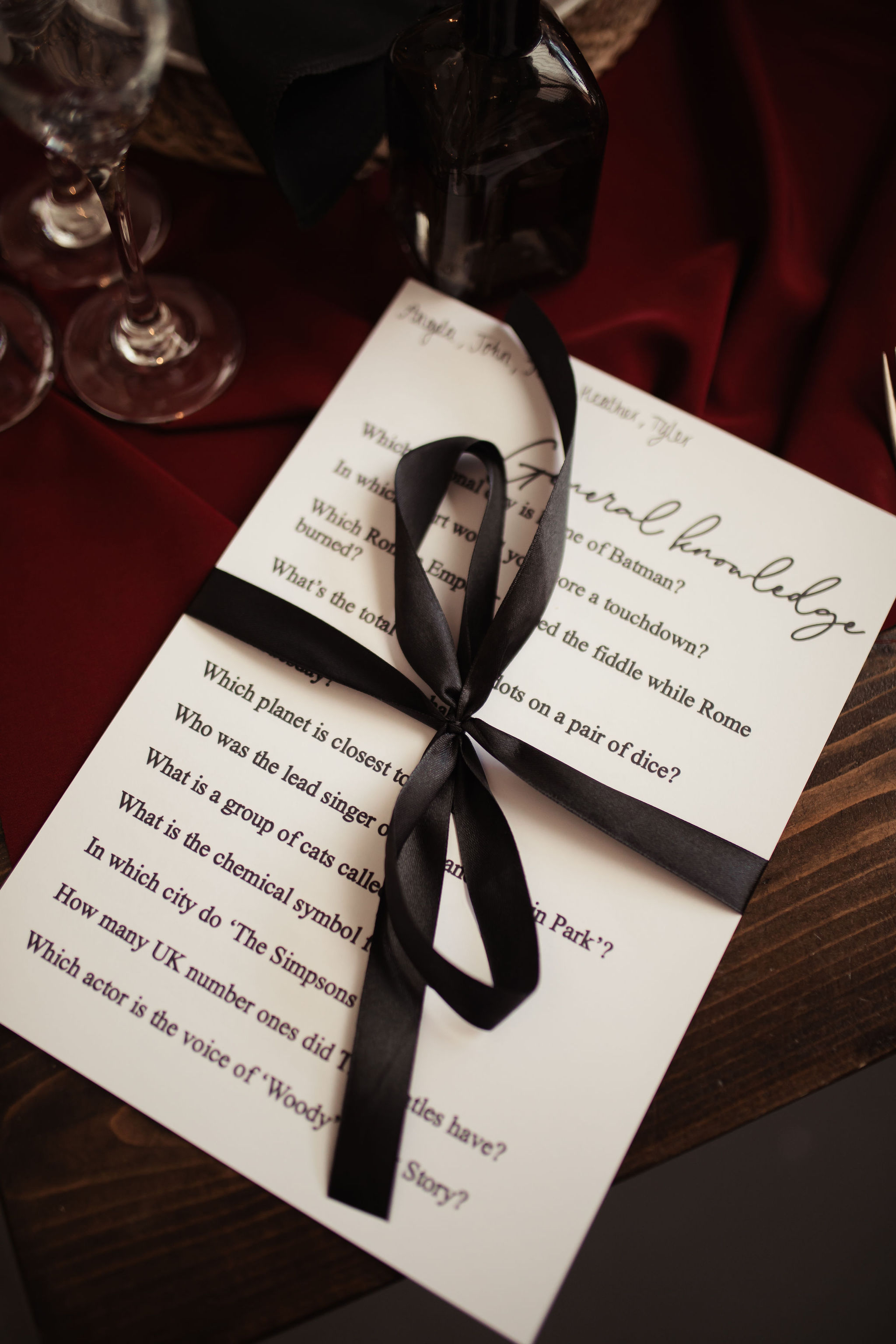 wedding quiz for guests - unique wedding entertainment ideas