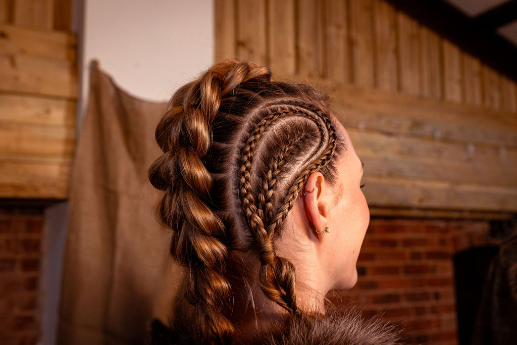 viking style bridal hair. viking style braids and plaits wedding hair