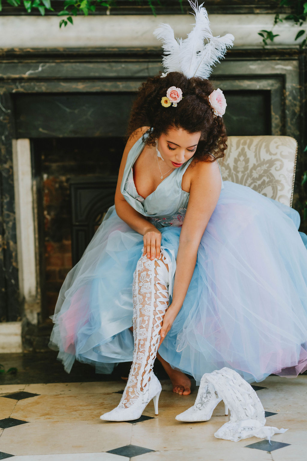 over the knee lace up boots by house of elliot