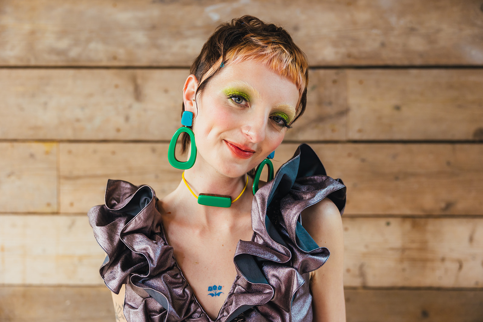 large green and blue earrings and matching necklace - colourful wedding jewellery
