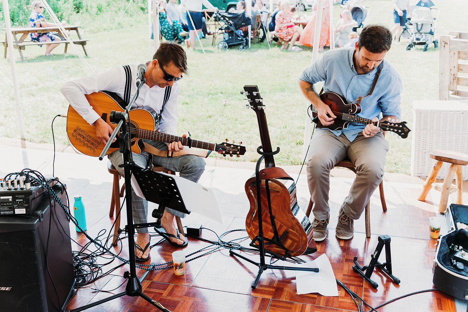 wedding band entertainment, outdoor marquee wedding reception