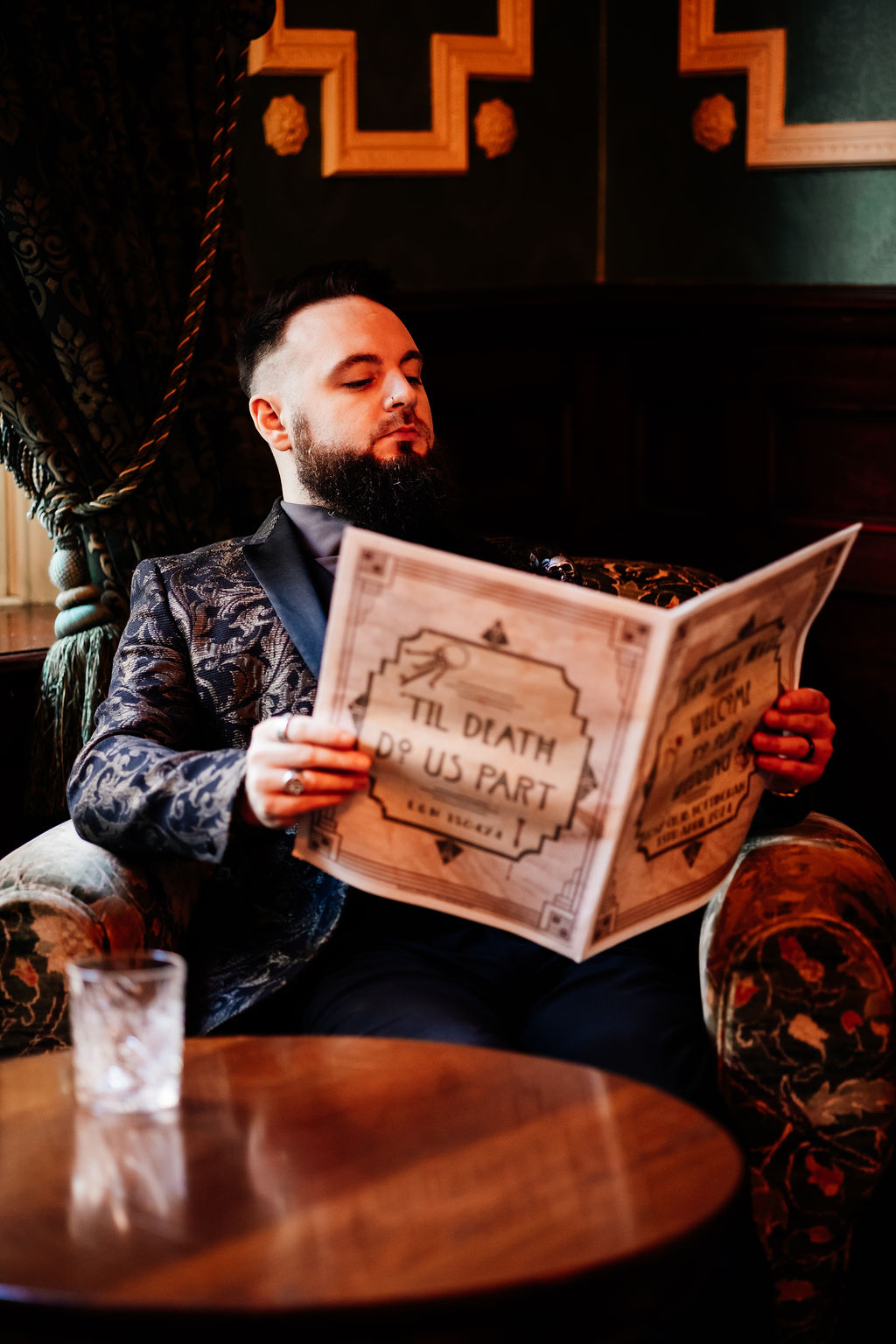 bespoke wedding newspaper for american horror story wedding theme