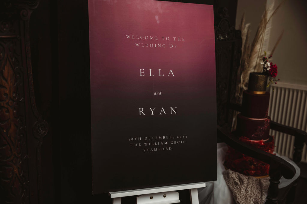 red and black ombre wedding stationery with minimal text