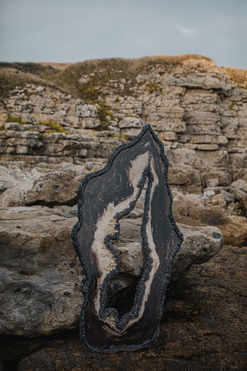 large geode used as wedding centrepiece