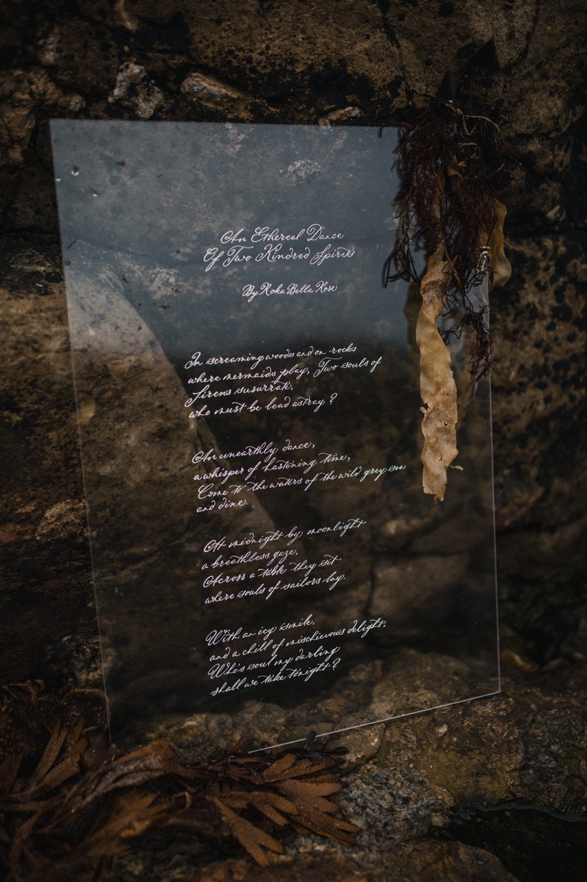 large poem written on sheet of glass for wedding - unique wedding stationery ideas