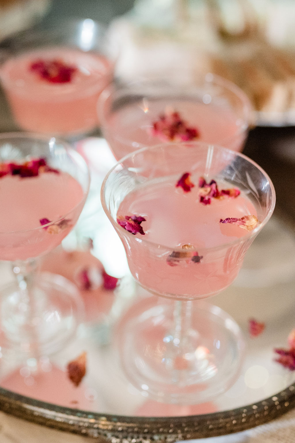 bespoke pink cocktails for fairytale wedding