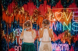 This wedding was planned in Oxford by wedding elements wedding planner. same sex brides have a fun disco style wedding