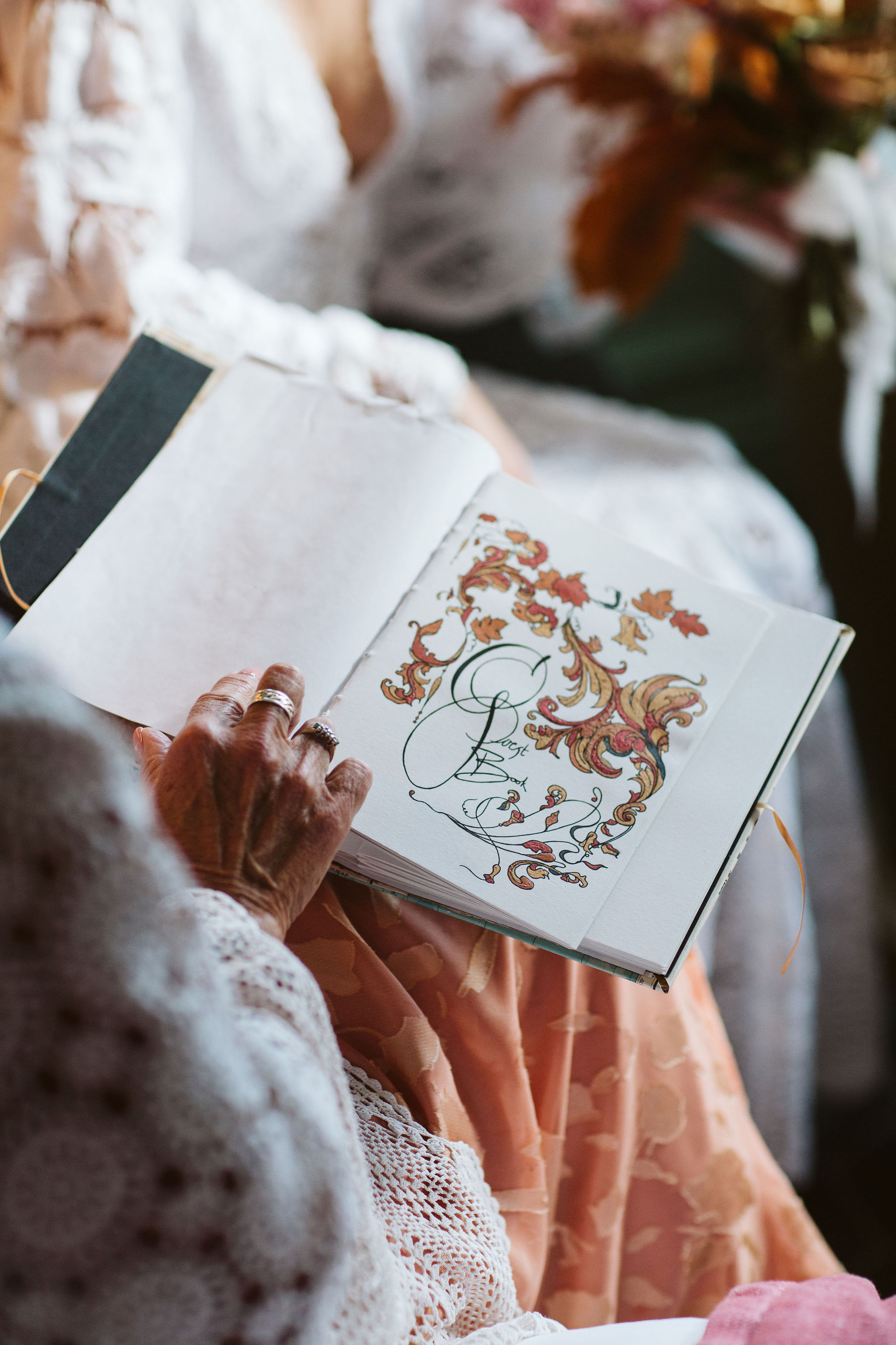 handmade guest book with autumnal decoration