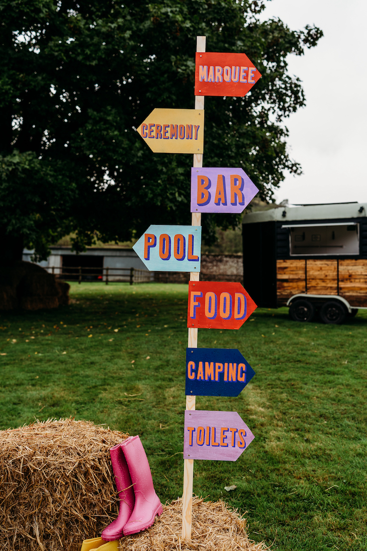 festival wedding sign