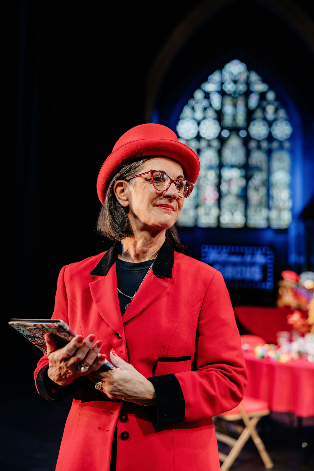 celebrant dressed as a ring master for circus wedding
