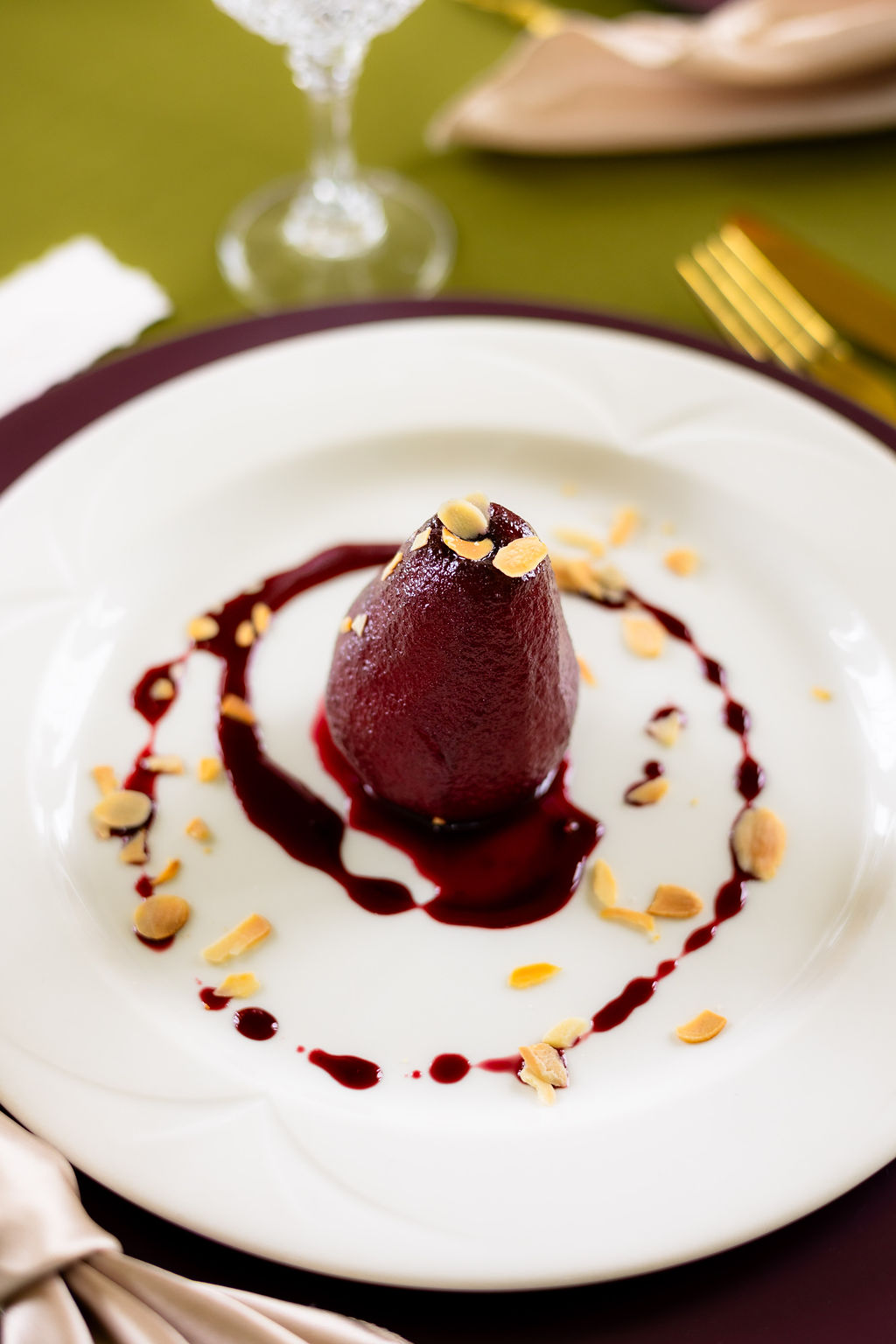poached pear wedding breakfast desert