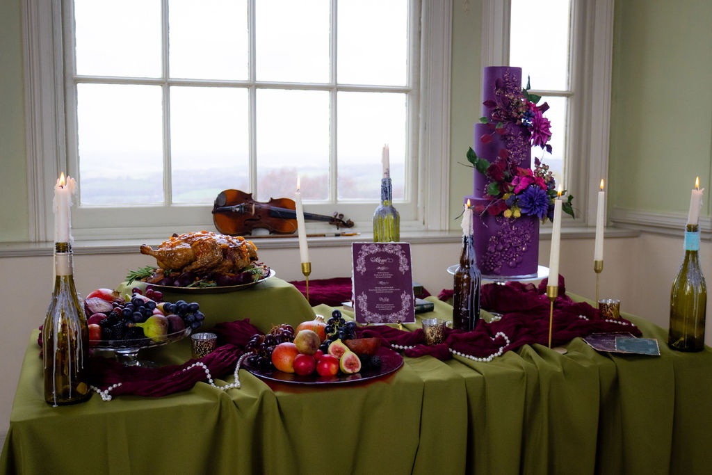 Pre-Raphaelite wedding breakfast feasting table