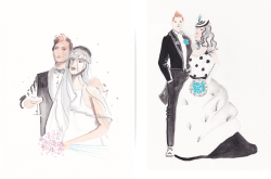 Live illustration sketch of wedding guests by bette love illustrations in london