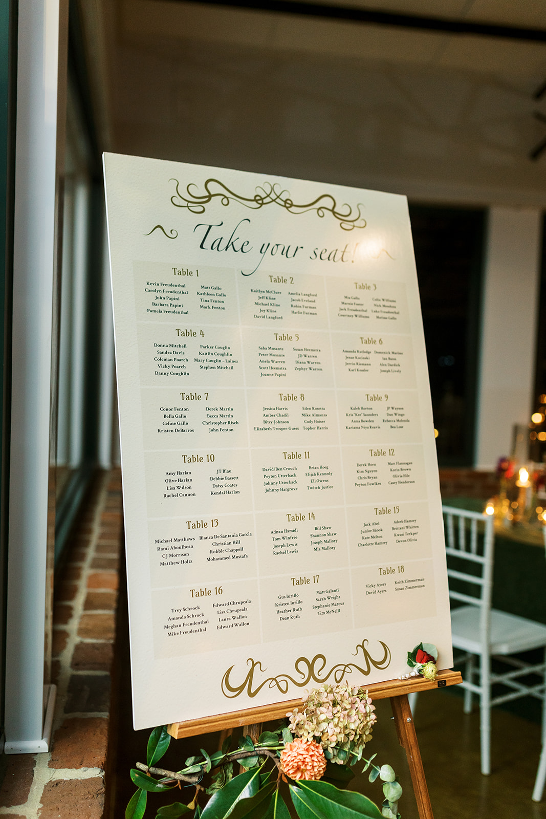 gold and cream seating plan