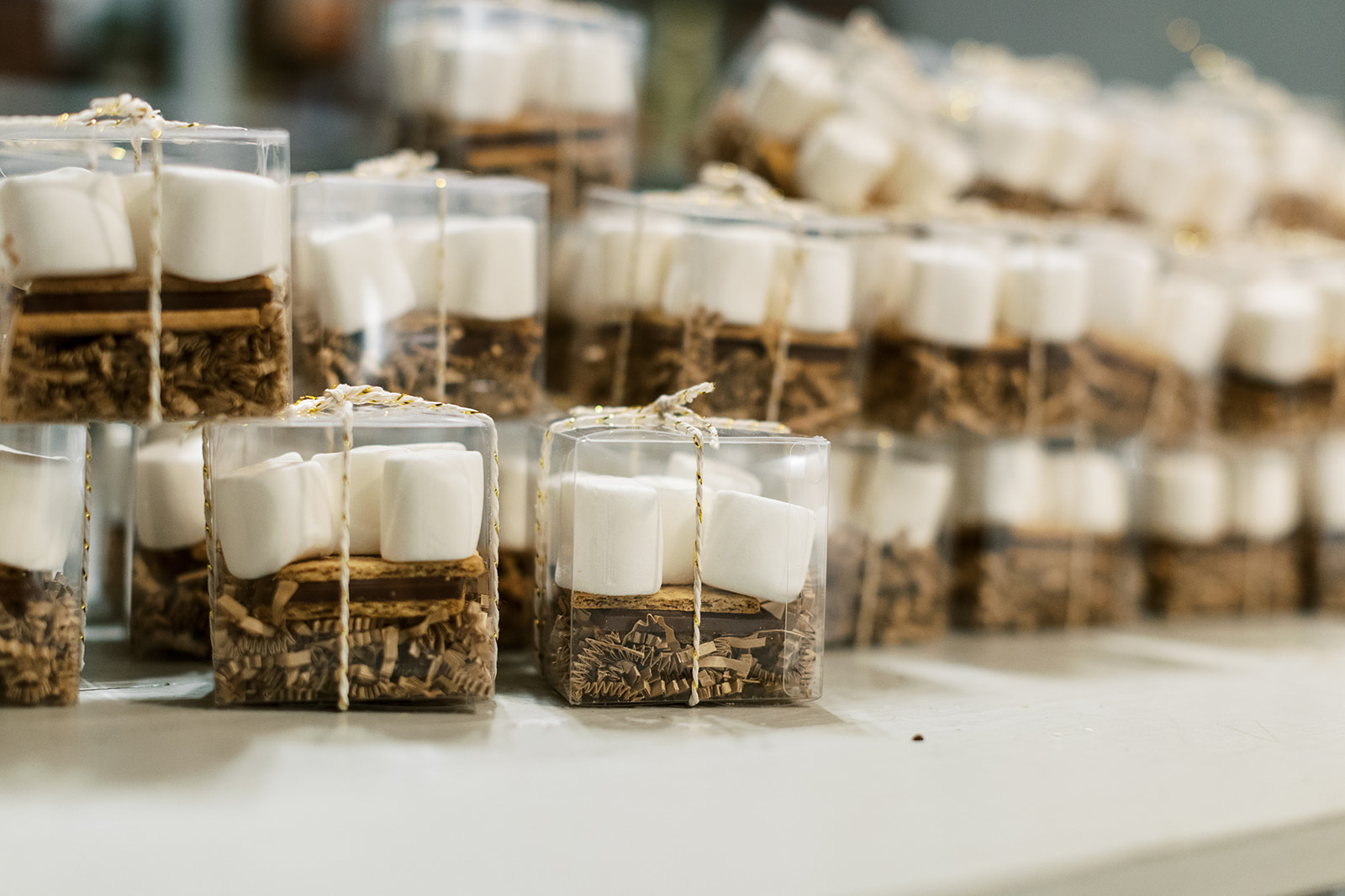 boxes of smores for after wedding bonfire party