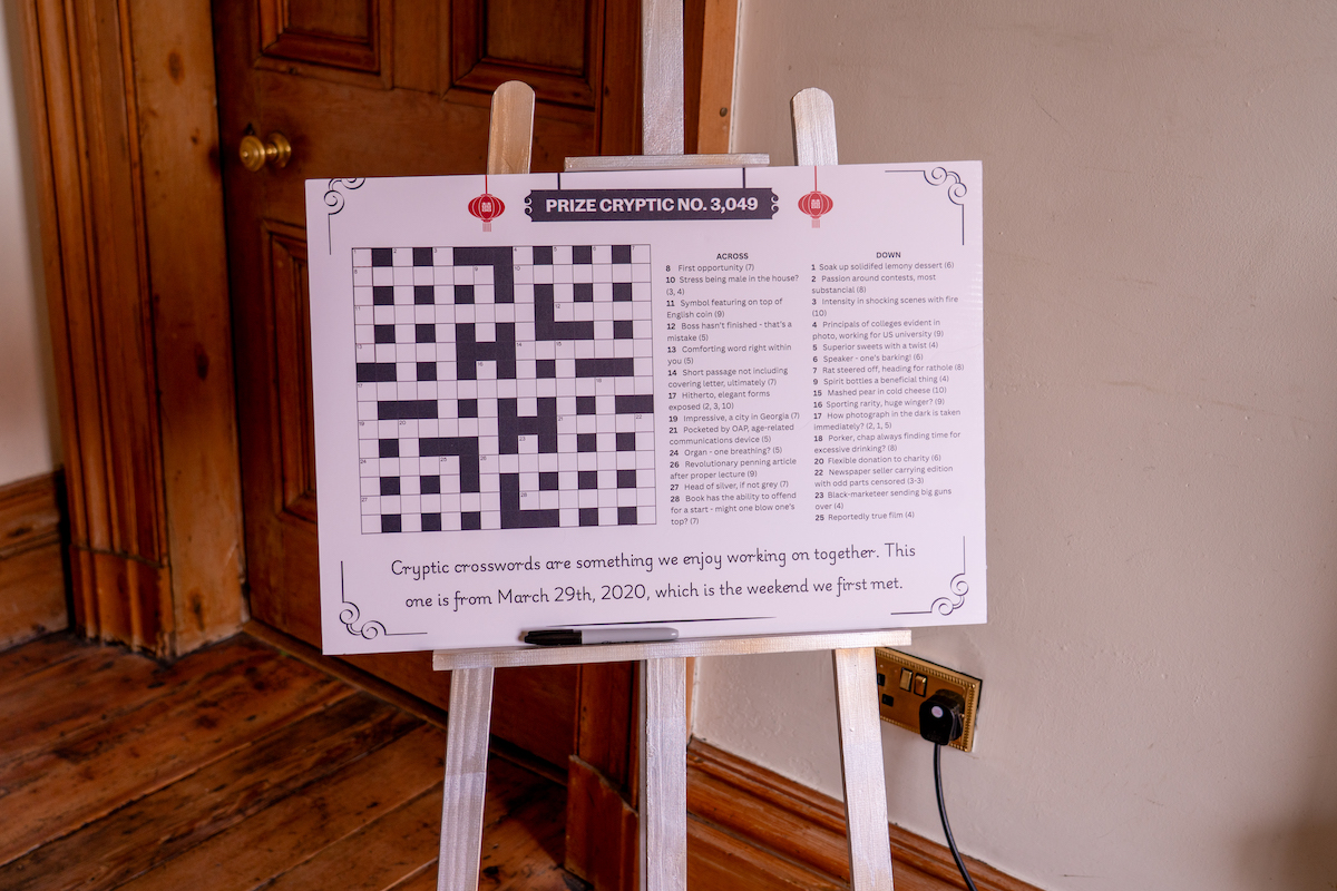 cryptic crossword for wedding guests to complete together.
